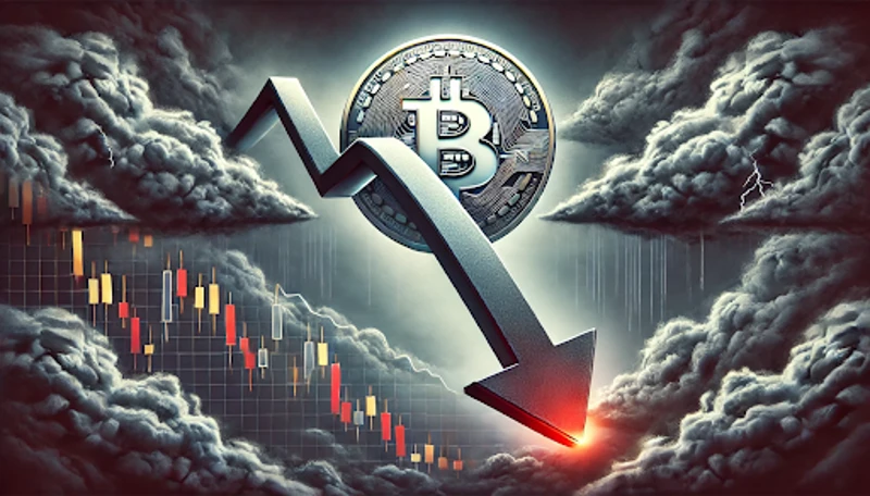 Diagram som viser nedgangen i Bitcoin-prisen i 2024
