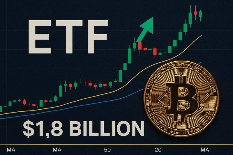 Amerikanske spot-bitcoin-ETF-er opplever sterk utvikling med 1,8 milliarder dollar i tilstrømning